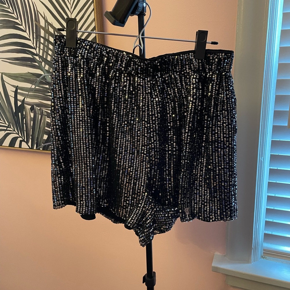 Cider Black and Silver Sequin Shorts